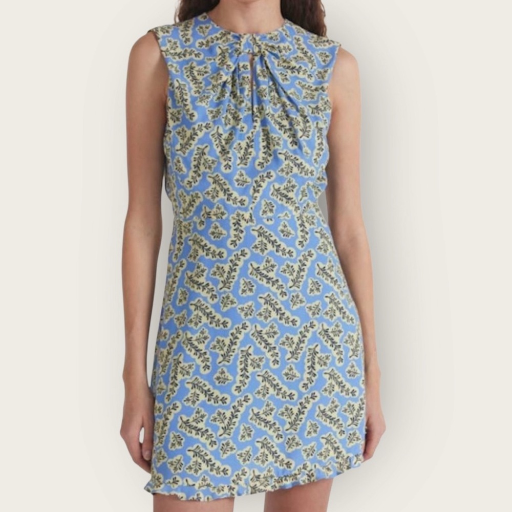 NWT SALONI Marla Ruched Sheath Mini Dress Blue Yellow Size 0